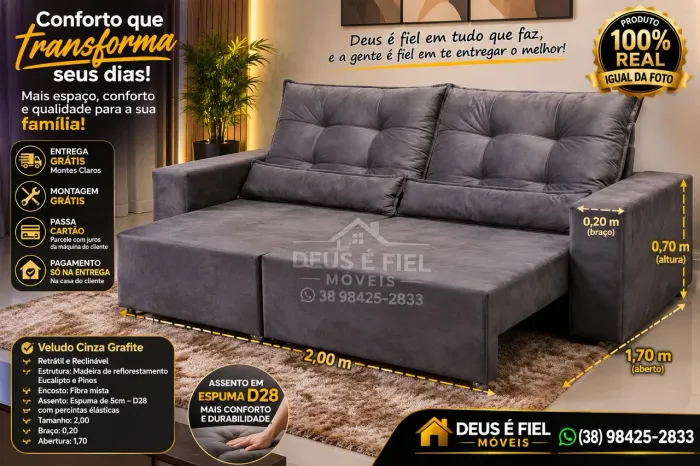 Sofá retrátil reclinável em promoção