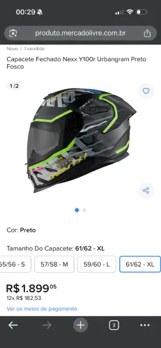 Capacete Fechado Nexx Y100r Urbangram Preto Fosco