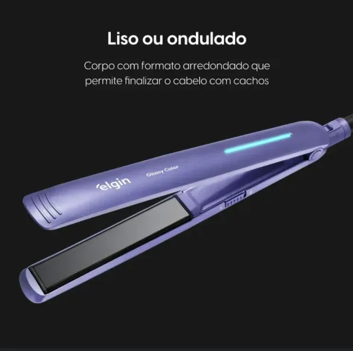 Prancha Alisadora Chapinha Elgin Glossy Color Bivolt 230C Tourmaline Íon -