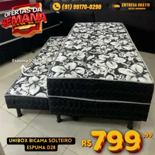 Bicama Unibox Solteiro Espuma D28 Queima de Estoque