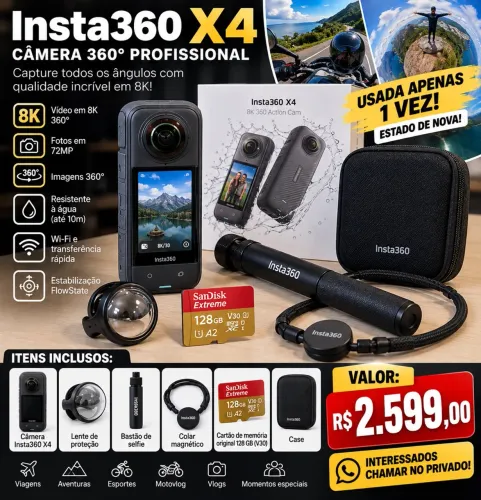 Câmera insta 360. X4 sem uso