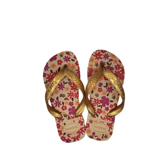 Chinelo Havaianas Infantil Meninas Estampas Kids Flores Bege+Dourado 40000521685