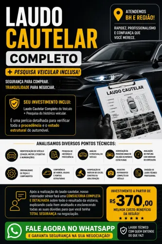 Laudo Cautelar completo + pesquisa do histórico veicular 