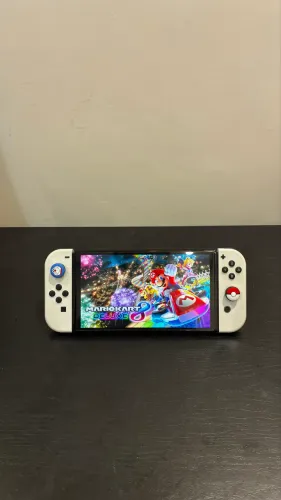 ? NINTENDO SWITCH OLED BRANCO DESBLOQUEADO - KIT COMPLETO