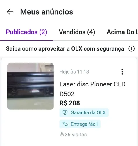 Laser Disc Pioneer CLD D502 pra concerto 
