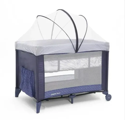 Berço Portátil Cosco Kids Nanny Azul com colchão de profundidade D18