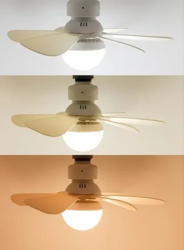 ? Lâmpada com Ventilador de 5 Pétalas