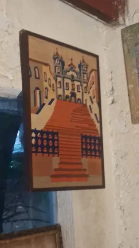 Quadro antigo arte bordada a mão ponto cruz