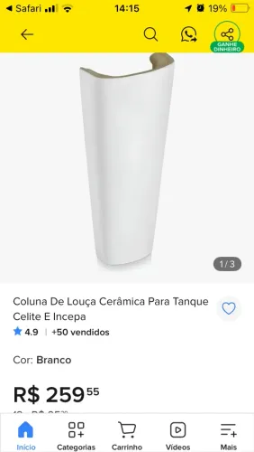 Coluna para tanque louça Incepa/Celite