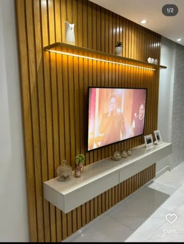 Painel ripado Levi com led grande MDF 