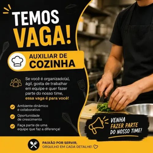 Vaga: Auxiliar de Cozinha - Contratação Integral