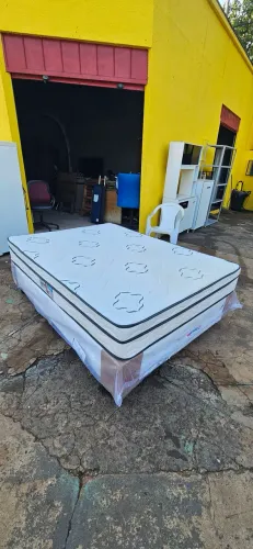 cama box casal padrão base e colchão espuma ortopédica D45 ( ENTREGA GRÁTIS )