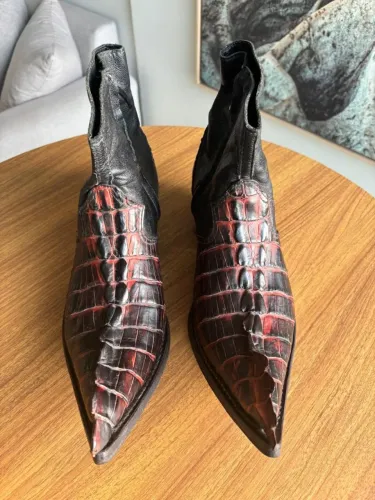 Bota Country Texana Western Cowboy Artesanal, Couro Legítimo Jacaré Rabo, N° 41 (calça 40)