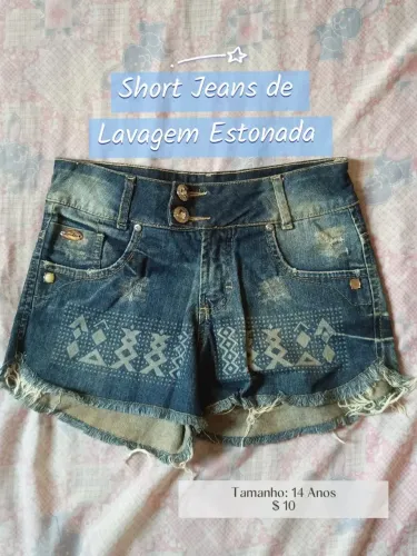 Shorts Jeans de Lavagem Estonada Vintage Y2k 