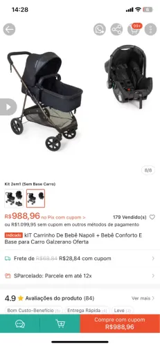 Carrinho de bebê + bebê conforto