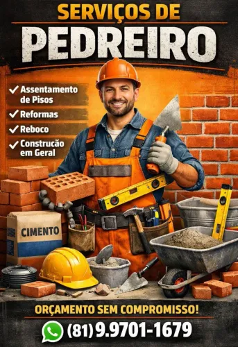 Serviços de Pedreiro em Limoeiro e região, entre em contato para mais informações
