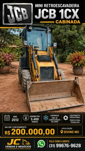 Mini retroescavadeira JCB 1CX cabinada