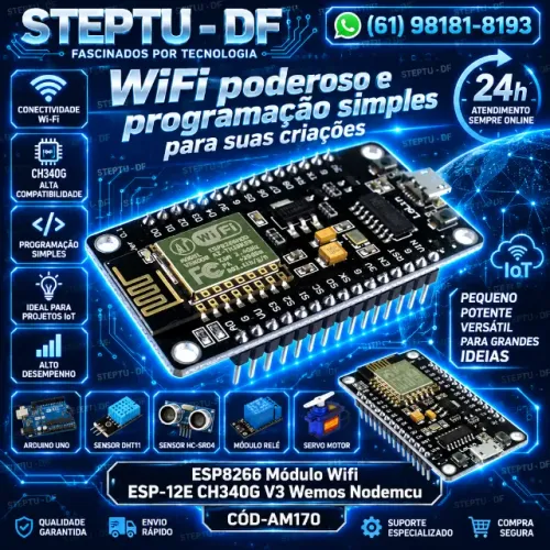 Módulo Wifi ESP8266 ESP-12E CH340G V3 Wemos Nodemcu Arduino Automação Robotica COD-AM170