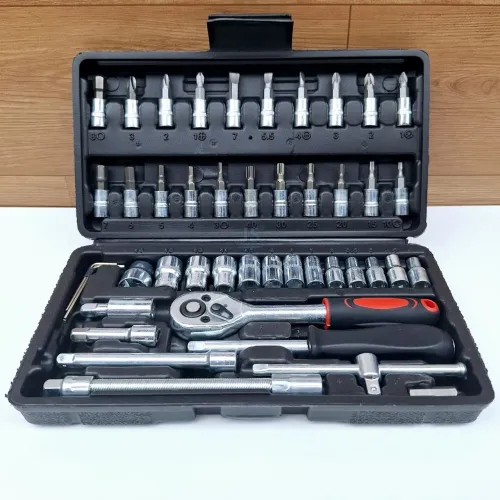 Kit de Ferramentas Completo Chave Catraca Bits Soquetes Adaptadores - 46 Peças Com Maleta