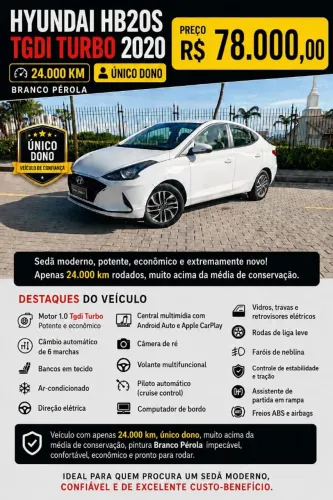 Hyundai HB20S Diamond 1.0 TB Flex 12V AUT 2020
