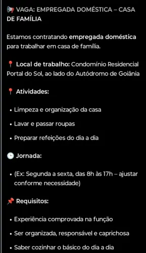 Secretária do lar.