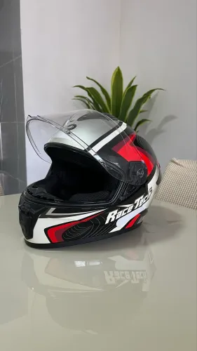 Capacete Moto Race Tech Hit Draw Preto Cinza Masc Femi