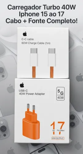 Carregador Turbo Completo 40W Iphone 15 ao 17!