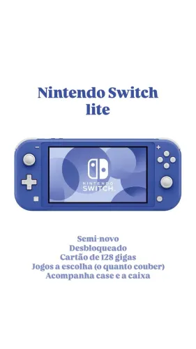 Nintendo switch lite desbl com jogos a escolha