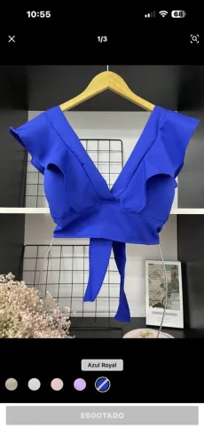 Cropped azul lindo tamanho único