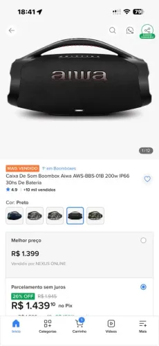 AIWA Boombox 200W RMS | Na Garantia | Nota Fiscal | Estado de Nova | R$ 1.000