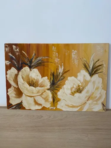 Quadro Decorativo Floral Amarelo Moderno sem moldura - 60x40