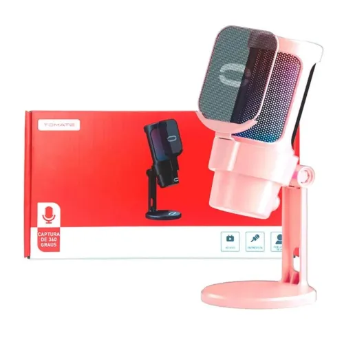 Microfone Gamer Tomate MT-1070R RGB USB-C 360°