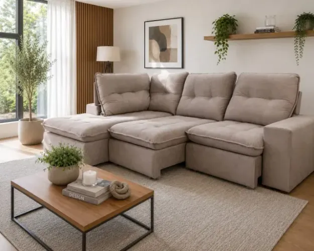Sofá Retrátil com Chaise Alto Padrão NOVO PRONTA ENTREGA