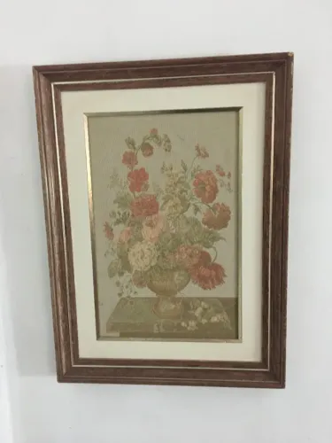 Quadro em tecido bordado à mão 68cmx50cm