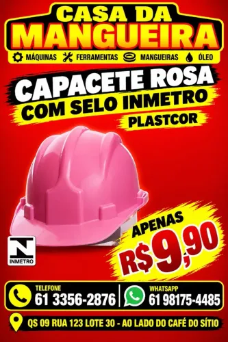 CAPACETE PLT C/ SELO INMETRO - ROSA- PLASTCOR