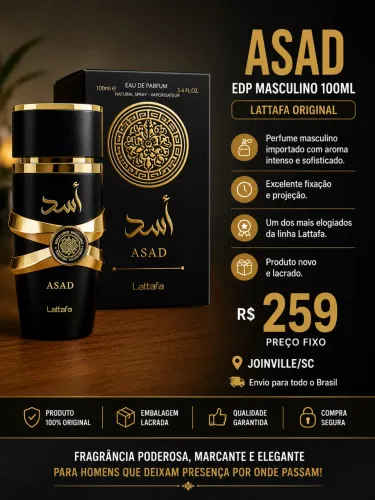 Perfume Lattafa Asad Black Original 100ml Lacrado