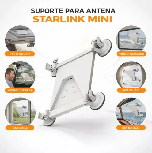 Suporte Starlink mini Veicular C/ Ventosas De A...