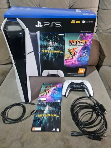 PS5 SLIM C 02 JOGOS COMPLETO C NOTA FISCAL E GARANTIA