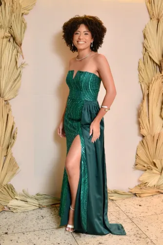 Vestido verde esmeraldas festa