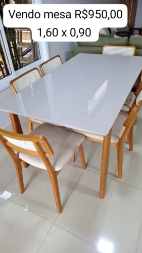 Mesa branca vidro laqueada (só a mesa)