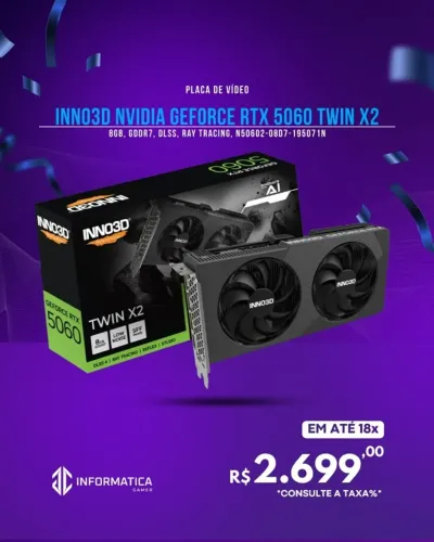 PLACA DE VÍDEO INNO3D NVIDIA GEFORCE RTX 5060 TWIN X2