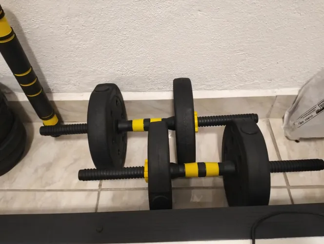 Kit Halteres Ajustáveis 6 em 1 com Barra Central 30kg