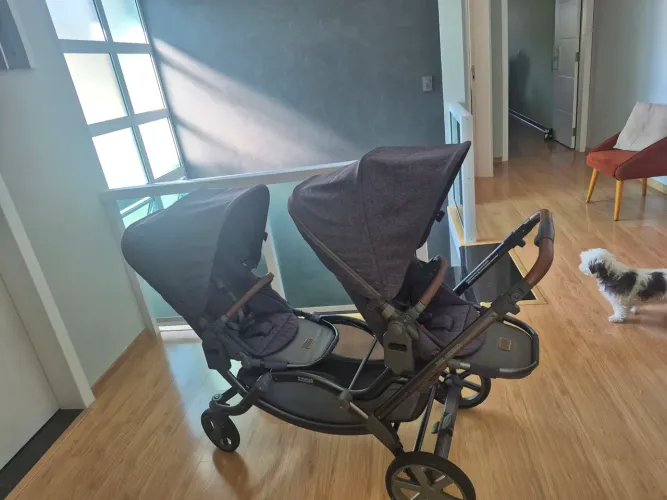Carrinho abc design gêmeos com bebê conforto tulip