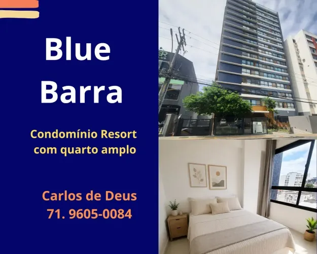 Apartamento à venda no Blue Barra, Condomínio Resort com quarto amplo, bem distribuído e i