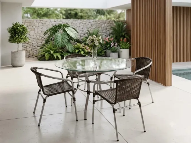 Conjunto de Mesa e Cadeiras para Varandas/Piscina/Jardim