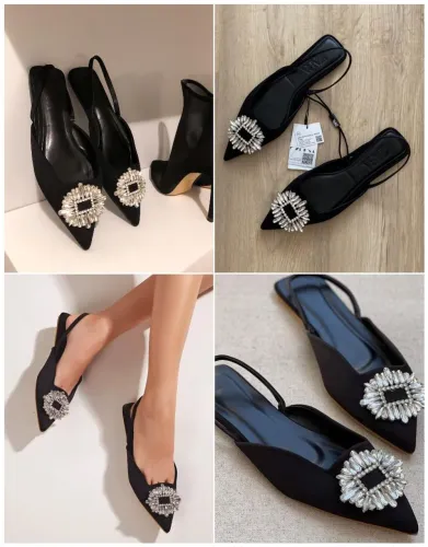 Sapatilha Zara bico fino com pedra brilhante