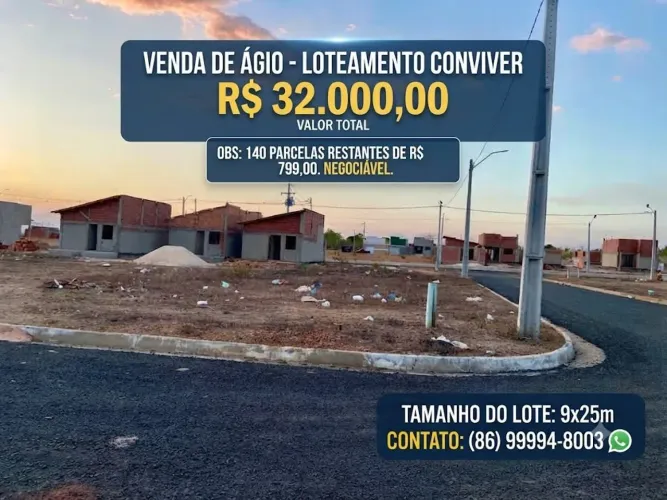 VENDO ÁGIO - Lote Conviver Teresina (Bairro Aroeiras)
