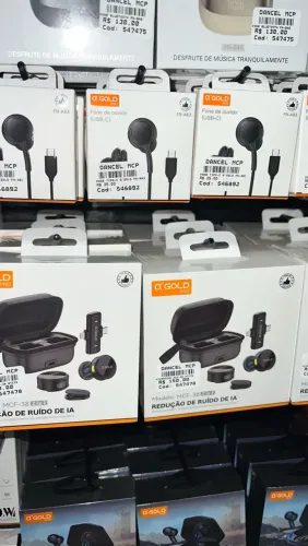 Microfone de Lapela 2em1 Profissional com redução de ruído de IA