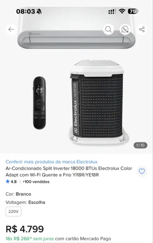 Ar condicionado 18.000 Eletrolux Inverter