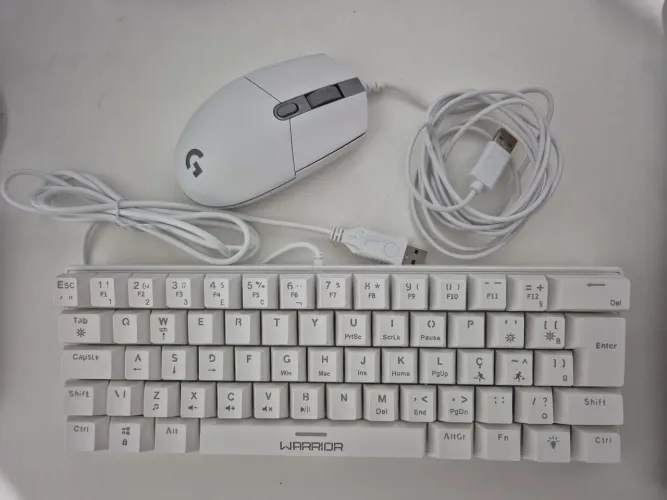 KIT GAMER WARRIOR BRANCO - TECLADO + MOUSE RGB ?